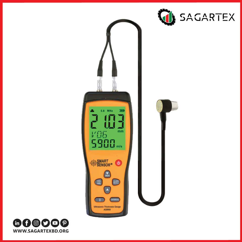 ZUQIEE Thickness Gauge AS860 High Precision Digital Ultrasonic Thickness Gauge Sound Velocity Meter 1.0-300.0mm 