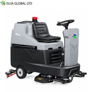 TENNANT A61 Compact Rider Sweeper with 70cm cleaning width and 4200 m²/h working efficiency.