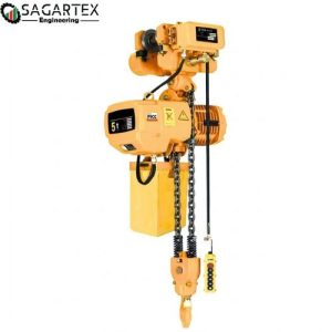 SUJA GLOBAL 5 Ton Chain Hoist (SG-CH5T) with motor trolley for heavy industrial lifting in Bangladesh