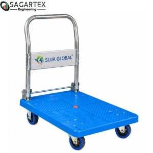 SUJA GLOBAL 300kg Foldable Trolley Plastic Body with blue platform and wheels