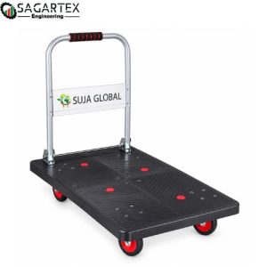 SUJA GLOBAL 600kg Foldable Trolley Plastic Body with heavy duty platform and wheels for material handling