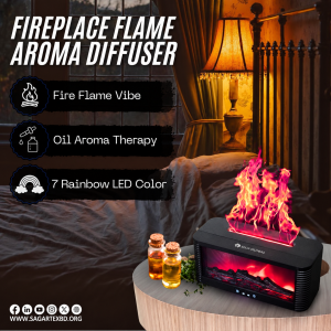 WM315 3D Fireplace Flame Aroma Diffuser with Remote Control and LED Flame Effect