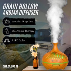 WM016B Wood Grain Hollow Aroma Diffuser with Remote Control