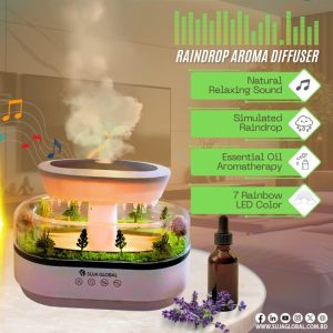 WM286 Rain Drop Aroma Diffuser with 7-Color LED, Mist and Relaxing Sounds